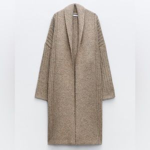 Zara Beige Rib Knit Coat